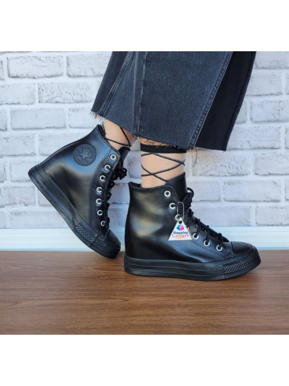 ⭐Converse Chuck Taylor All Star Wedge Platform 8.5 Patent Leather Shoes A12827C⭐ - Picture 2 of 12